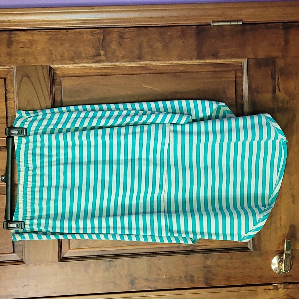 Blue and white high-low skirt